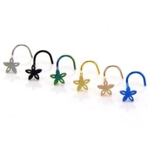 Lot of 6 NEW 7mm Flower Nose Rings